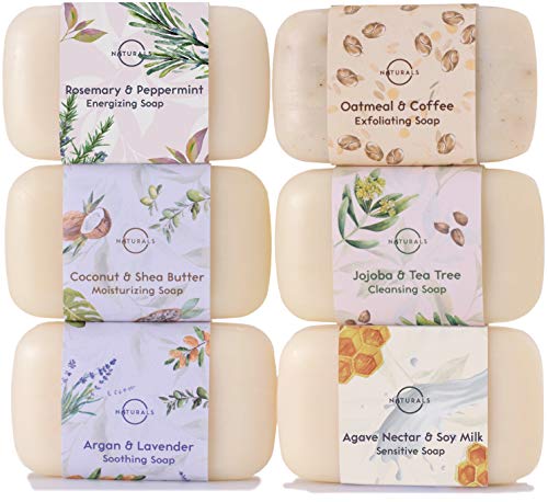 Book Cover O Naturals 6 Piece Moisturizing Body Wash Bar Soap Collection. 100% Natural Made w/Organic Ingredients & Therapeutic Essential Oils. Face & Hands. Vegan Triple Milled. Gift Set. For Women & Men 4 Oz