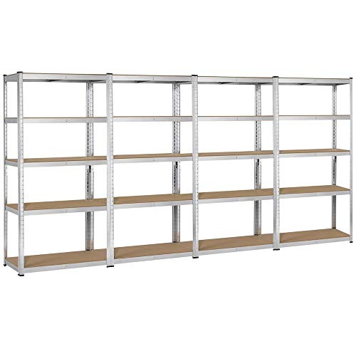 Topeakmart 5 Tier Storage Rack Heavy Duty Adjustable Garage Shelf Steel Shelving Unit,71in Height, 4 Bay Garage Shelf