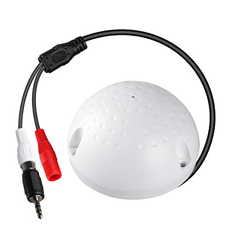 Dericam Microphone for CCTV Camera, IP Camera, DVR, NVR, Camera Audio Pickup Device, Include 1 to 2 Power Splitter Cable (A1-White)
