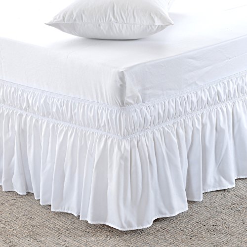 MEILA Bed Skirt, Easy to Install Wrap Around Dust Ruffled Black Skirts for Twin and Full Size Beds 16 Inch Drop