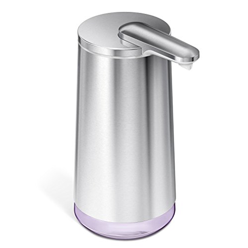 Book Cover simplehuman Touch-Free Automatic Foam Cartridge Sensor Soap Pump With Lavender Foam Soap Cartridge, Brushed Stainless Steel, Rechargeable