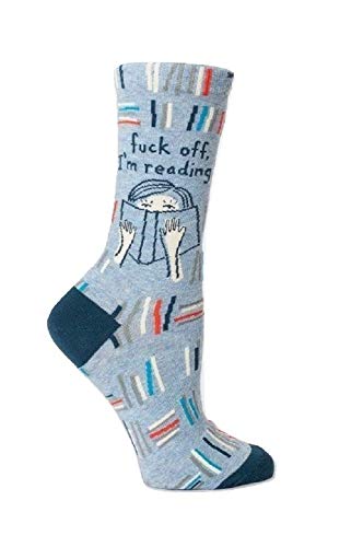 Blue Q Women's Novelty Crew Socks"Fuck Off, I'm Reading" (Women's Shoe Size 5-10)