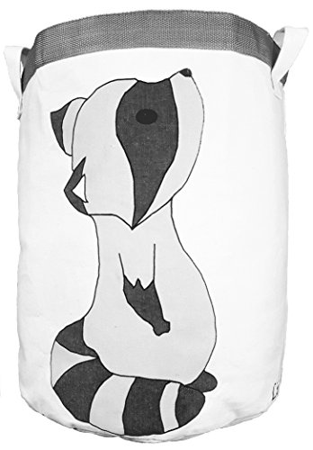 Raccoon Canvas Toy Storage Bin/Nursery Decor/Home Organization/Small Laundry Hamper