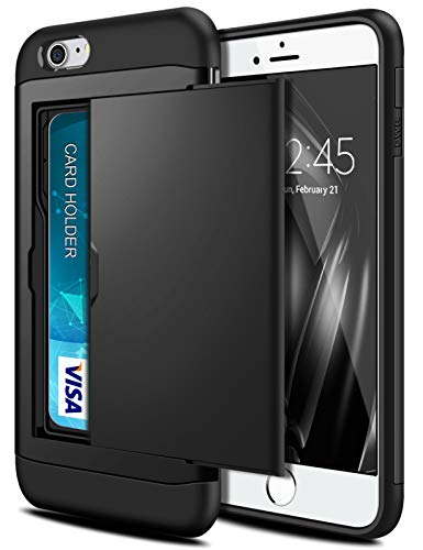 SAMONPOW Wallet Case for iPhone 8 Case, iPhone 8 Case with Card Holder Hybrid Anti Scratch Dual Layer Heavy Duty Cover Case for iPhone 8 4.7 inch Black