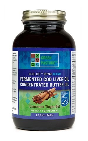 Green Pasture Blue Ice Royal Butter Oil / Fermented Cod Liver Oil Blend - CINNAMON GEL - 8.1 fl.oz