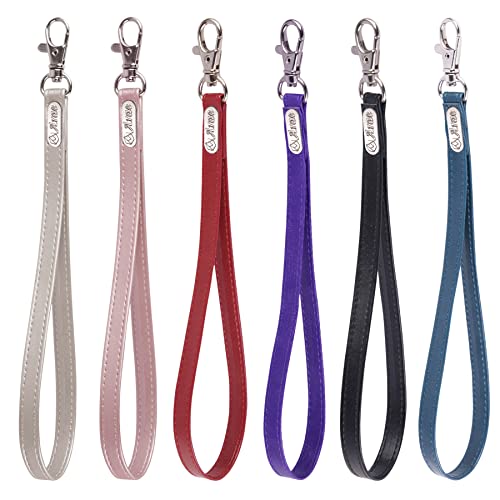 Arae Hand Wrist Straps, PU Leather [With Lock] for Cellphones/Cameras/USB Drives/Keychains/ID Name Tag Holders,6pcs pack (mixed color)