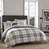 Eddie Bauer - Twin Duvet Cover Set, Reversible Bedding Set with Matching Sham, Medium-Weight, Dorm Essentials (Alder Charcoal/Red)