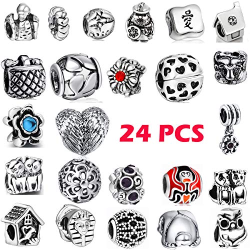 HQCROW 925 Sterling Silver Nurse Stethoscope Vintage Dangle Charms Bead for European Charm Bracelet