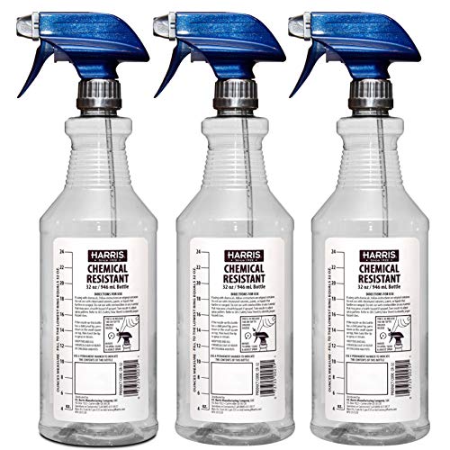 Book Cover Harris Chemically Resistant Professional Empty Spray Bottles, 32oz (3-Pack), for Cleaning Solutions and Water