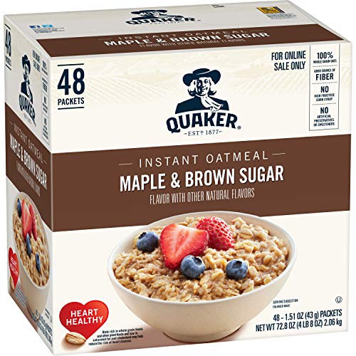 Book Cover Quaker Instant Oatmeal, Maple & Brown Sugar, Individual Packets, 48 Count