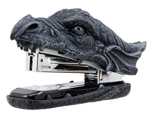 Ebros Gift Legendary Faux Stone Fire Dragon Head Stapler Light Duty Office Desktop Accessory Home Decor Resin Stationery Dungeons and Dragons Medieval Renaissance Fantasy Collectible