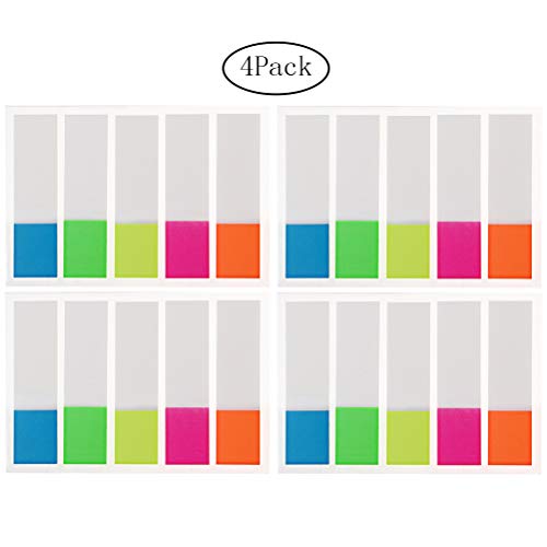 400 Pieces Page Markers, Pengxiaomei Sticky Note Tabs, Neon Colors Adhesive Page Index Tabs Flags