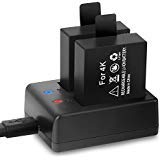 Crosstour Action Camera Battery Dual Rechargeable 1350mAh Batteries with USB Dual Charger for Sports Action Cameras