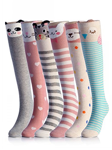 Book Cover Cartoon Animal Cotton Knee High Socks For Children,6 Colors,One Size