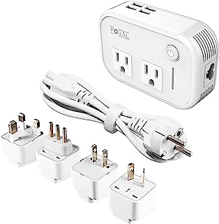 FOVAL 230W Power Step Down 220V to 110V Voltage Converter with 4-Port USB International Power Travel Adapter in China UK European Italy Asia etc, More Than 150 Countries Over The World