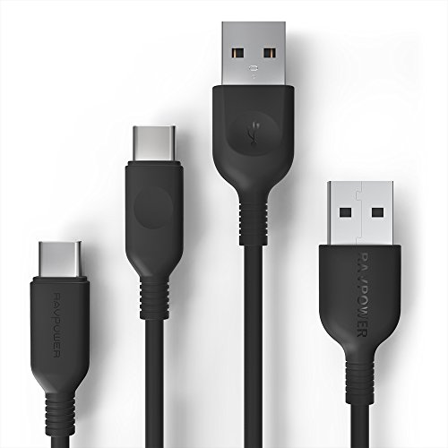 USB Type C Cable, RAVPower USB A to USB C Charger (3ft, 6ft), 2 Pack Fast Charging Cord Compatible Galaxy S9 S8 Plus Note 8, Google Pixel, LG V30 G6 G5, Nintendo Switch, OnePlus 5 3T and More (Black)