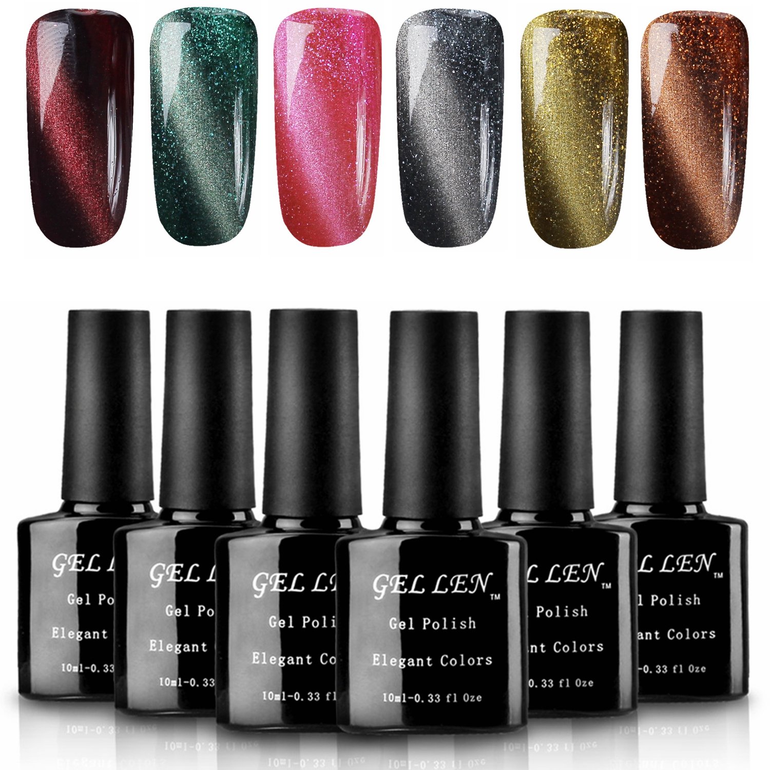 Gellen Gel Nail Polish Kit - 3D Cat Eye Gel Polish, Shimmers Vibrant Nail Polish, Trendy Nail Art Magnetic Gel Nail Polish Set #3D Cat Eye