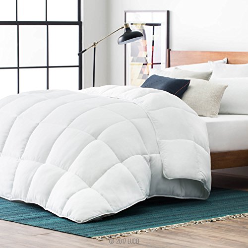Book Cover LUCID - LU70KKMICO Alternative Comforter-Hypoallergenic-All Season-400 GSM-Ultra Soft and Cozy-8 Duvet Loops-Box Stitched-3 Year Warranty-Machine Washable-King-White, King