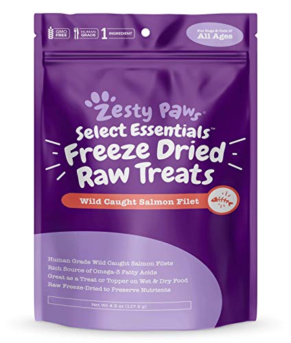 Book Cover Freeze Dried Salmon Filet Treats for Dogs & Cats - with Pure Raw & Wild Caught Pacific Sockeye Salmon Fish - Omega 3 EPA + DHA Fatty Acids for Joint & Immune Support + Skin & Coat Health - 4.4 OZ