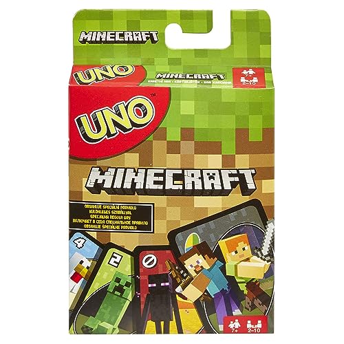 Book Cover UNO Minecraft Card Game Videogame-Themed Collectors Deck 112 Cards With Character Images, Gift For Fans Ages 7 Years Old & Up Basic pack