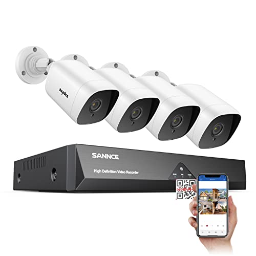 SANNCE 8CH 1080P Lite Home Surveillance Camera System and 4 x 1080P TVI Weatherproof CCTV Cameras, Infrared Superior Night Vision, Easy Remote Access, Wired Security Camera System Outdoor (NO HDD)
