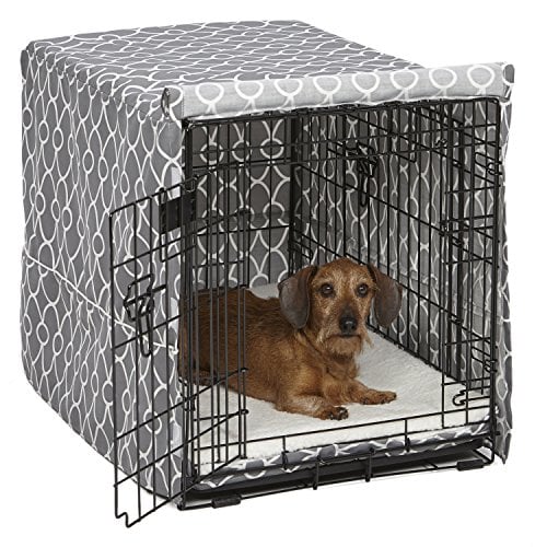 Book Cover Midwest Homes for Pets Dog Crate Cover, Gray Geometric Pattern, 30-Inch