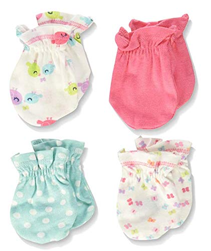 Book Cover Gerber Baby Girls' 4 Pack Mittens