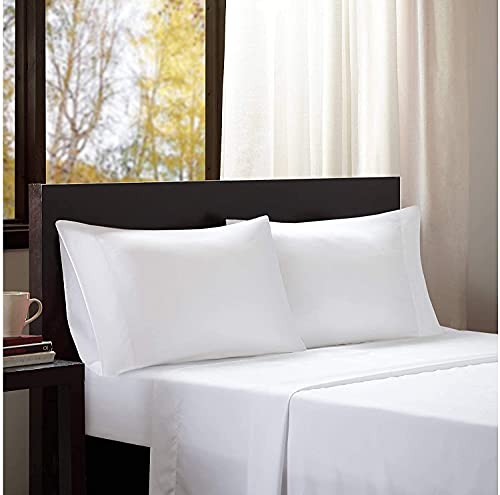 Luxury Twin XL Sheet Set -600 Thread Count 100% Egyptian Cotton Fabric White Plain Color Soft & Smooth Sheets