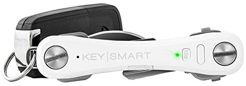 KeySmart Pro | Porte-Clés Compact avec Lampe LED | Retrouvez clés et téléphone perdus grâce à Tile & Bluetooth | 2-10 Clés, Blanc