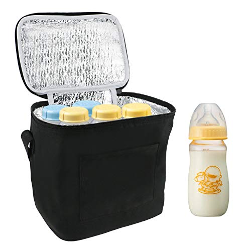 Homga Breast Milk Baby Bottle Cooler Bag, Breastmilk Insulated Cooler Tote Storage w/Air Tight Lock in The Cold & Preserve Important Nutrients (Fits up to 6 Large 8Oz. Bottles) (8.35.97.5in)