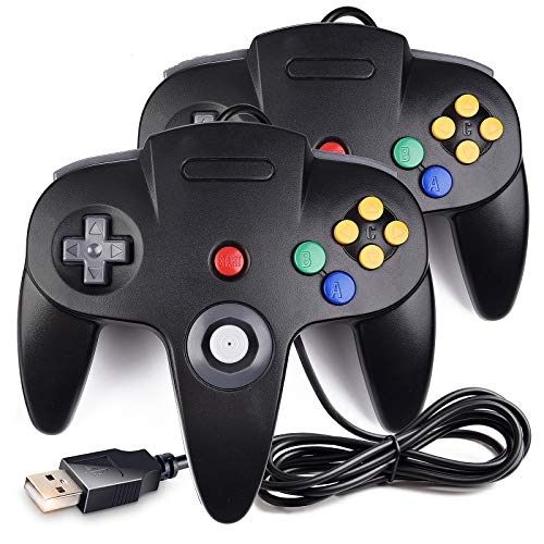 iNNEXT 2 Pack Classic N64 USB Gamepad Joystick, N64 Bit USB Wired Game Stick Joy pad Controller for Windows PC MAC Linux Raspberry Pi 3