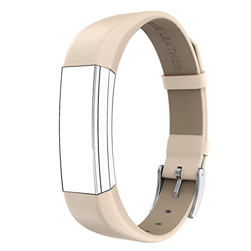 SWEES Genuine Leather Bands Compatible with Alta & Alta HR, Genuine Leather Band with Buckle Replacement Wristband Small & Large Women Men, Silver, Gold, Black, Brown, Pink, Grey