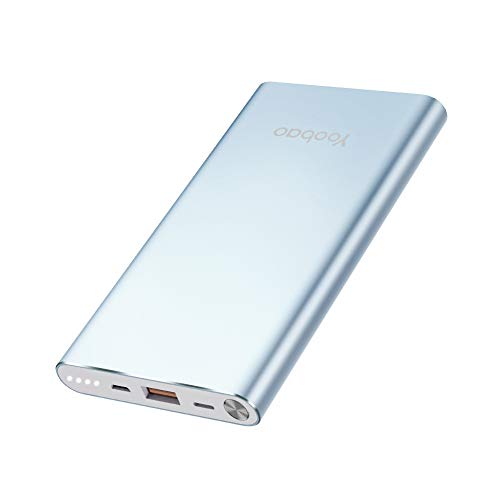 Yoobao Portable Charger 10000mAh Slim Power Bank Powerbank External Cell Phone Battery Backup Charger Battery Pack Dual Input Compatible iPhone 11 X XR Xs Max 8 7 Plus Android Samsung - Blue