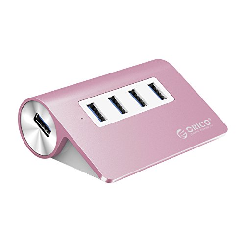 Book Cover ORICO 4 Port USB 3.0 Hub Multi USB Port with 3.3-Feet USB Cable [Premium Aluminum Chassis] for MacBook, PC, Linux, Pink