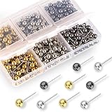 Yalis Push Pins Map Tacks 1/8-Inch Retro Metallic Color Beads Head Marking Pins, 3 Colors, 300-count