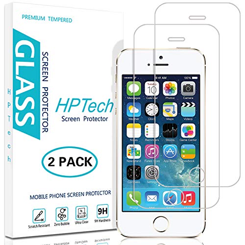 HPTech iPhone SE Screen Protector - (2-Pack) Tempered Glass Film for Apple iPhone SE 5S 5C 5 Screen Protector with Lifetime Replacement Warranty