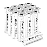 BONAI AA Rechargeable Batteries 1.2V Ni-MH High Capacity 16 Pack High Capacity 2300mAh