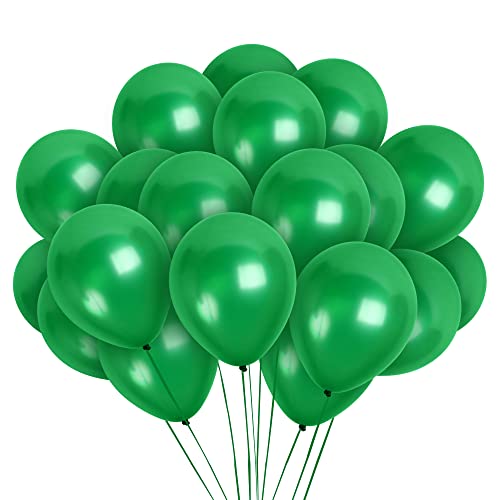 Treasures Gifted Emerald Green Balloons - Metallic Dark Green Balloons - Green Latex Balloons - Forest Green Balloons 12 Inch - Mardi Gras Balloons - Hunter Green Balloons - 100 Balloons Bulk Pack