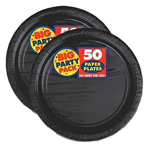 amscan Big Party Pack Paper Luncheon Plates 7-Inch, 100/Pkg, Black