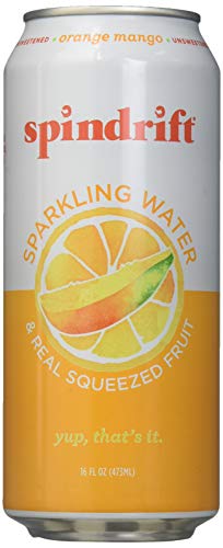 Spindrift Sparkling Water, Orange Mango Flavored, Made with Real Squeezed Fruit, 16 Fl Oz (Pack of 12)