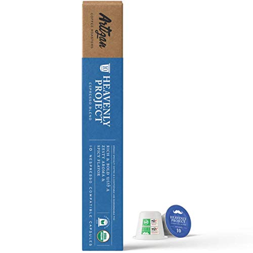 Organic Coffee Capsules for Nespresso Original Machines | Heavenly Project High Altitude Espresso Blend | Non-GMO Fair Trade Kosher | 20 x Compostable Biodegradable Pods