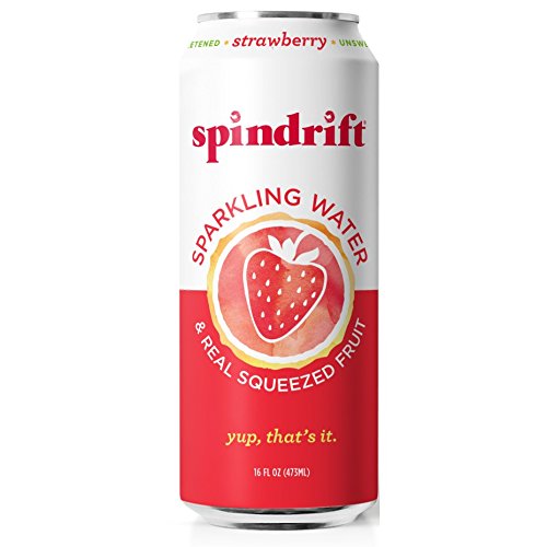 Spindrift Sparkling Water, Strawberry Flavored, Made with Real Squeezed Fruit, 16 Fl Oz (Pack of 12) (Only 12 Calories per Seltzer Water Can)