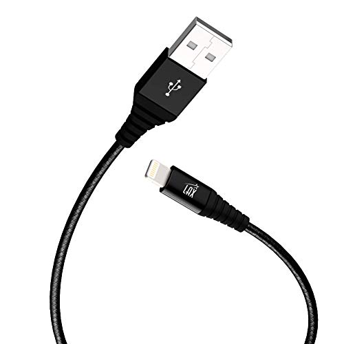 LAX Gadgets Apple Certified Braided 6ft Strong Lightning Cable - Lightning to USB Tough Charging Cord for iPhones, iPad, Pro, Air 2, Mini - Black (6 Feet/1.8m)