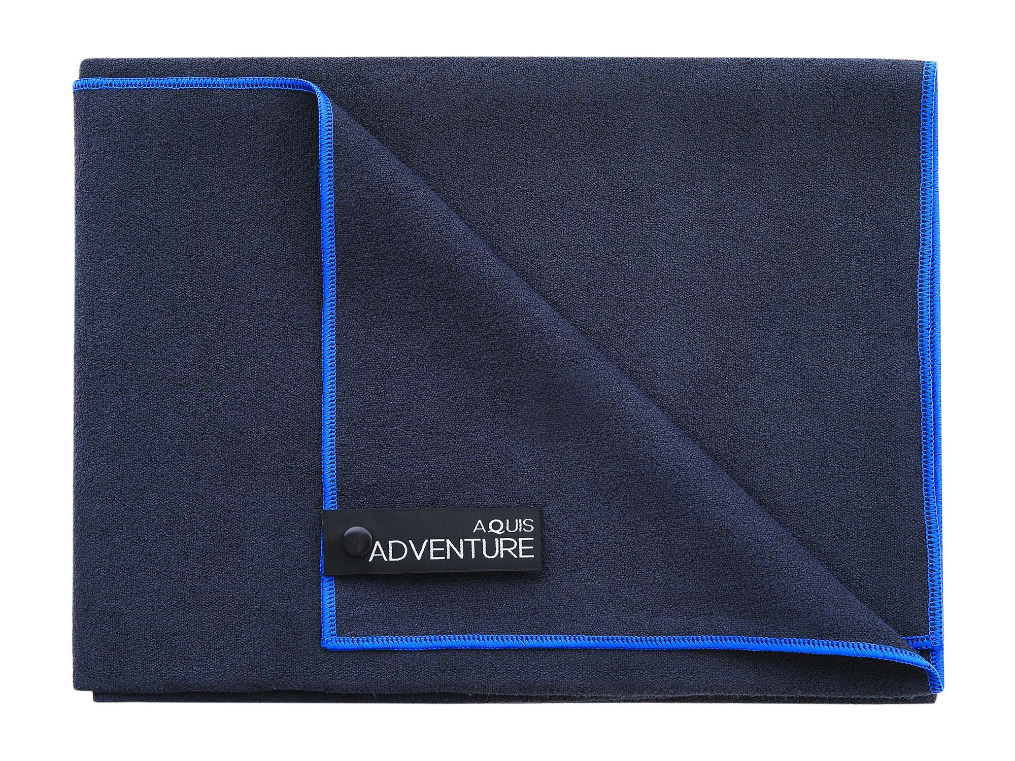 Book Cover Aquis - Adventure Microfiber Sports Towel, Quick-Drying Comfort Ideal for The Beach or Yoga, Black with Blue Trim (X-Large/29 x 55 Inches)