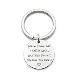 simdes When I saw you I fell in love Stainless Steel Romantic Gift Pendant Keychain