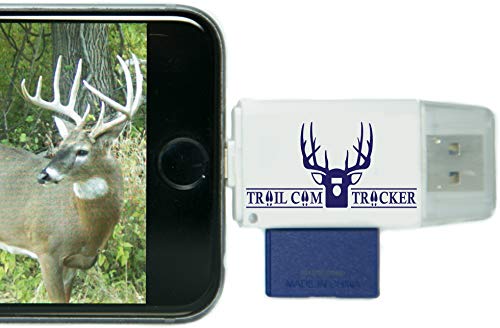 Trail Cam Tracker SD Card Reader for iPhone & Android â€“ Best & Fastest Game Camera Viewer â€“ Deer Hunting Smartphone Memory Card Player - Free Case- Hunt Big Bucks