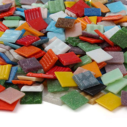 Milltown Merchants Mosaic Tiles - Bulk Mosaic Tile Assortment - 3/4 Inch (20mm) Mixed Colors Venetian Glass Tile - 3 Pound (48 oz) Craft and Backsplash Tile