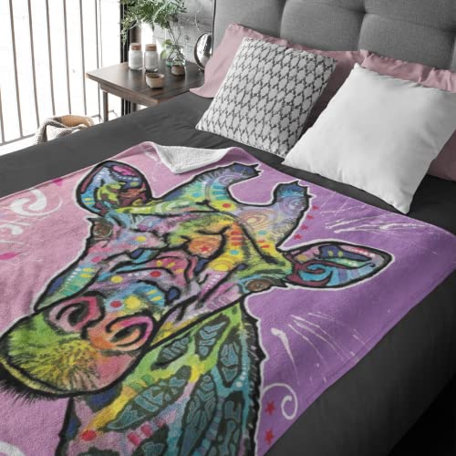 Dawhud Direct Colorful Giraffe Fleece Blanket for Bed 50" x 60" Dean Russo Giraffe Fleece Throw Blanket for Women, Men and Kids Super Soft Plush Giraffe Blanket Throw Plush Blanket for Giraffe Lovers