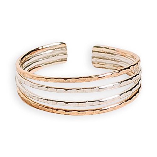 Toe Ring | Four Strand .925 Sterling Silver & 14K Gold Fill | Adjustable Ring For Foot Or Midi | Women, Girls, Or Men