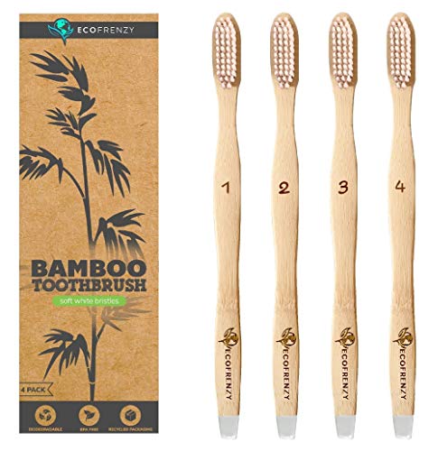Book Cover EcoFrenzy - Bamboo Toothbrush: Soft BPA Free Bristles, Biodegradable (Pack of 8).